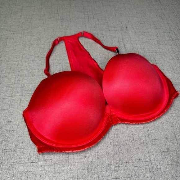 Victoria’s Secret Very Sexy Front Close Push Up Bra Velvet Trim Racerback Red - Picture 6 of 9